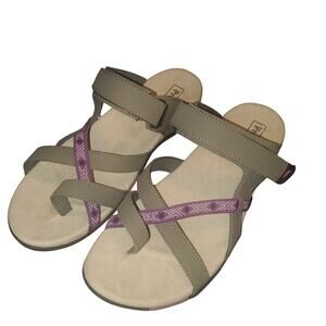 Propét Comfort Size 11W Wide Women's Elerie Slide Sandal Gray Purple Hook Loop